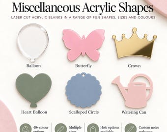 3mm Acrylic Shapes – Laser Cut Craft Blanks in Multiple Colours & Sizes