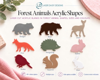 3mm Acrylic Forest Animal Shapes – Laser Cut Craft Blanks in Multiple Colours & Sizes