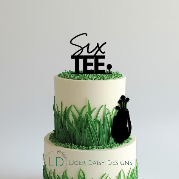 Acrylic SixTEE golfer theme cake topper/charm set.