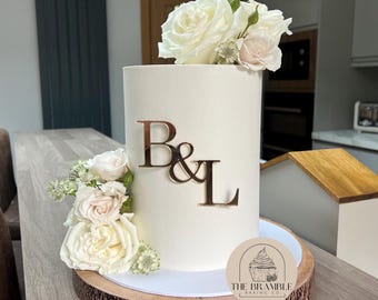 Acrylic Initials Cake Topper or Charm. Various Fonts, Colours & Sizes