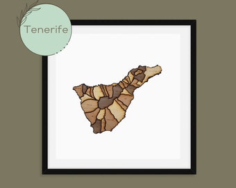 Handmade Wooden Tenerife Map: Framed Wall Art