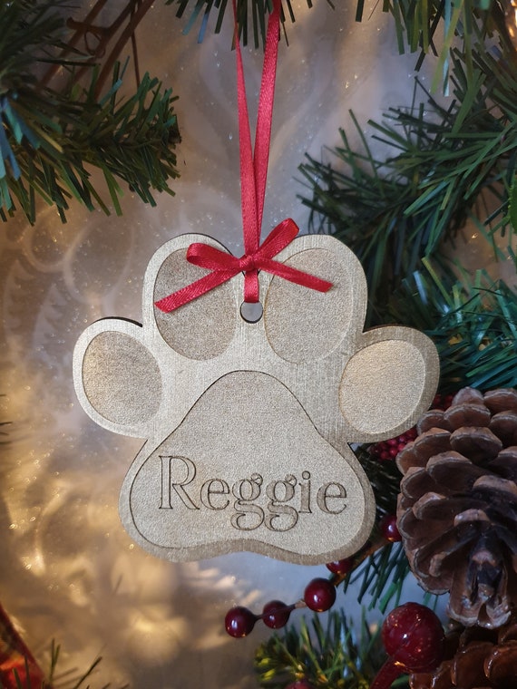 Personalised Dog Christmas Bauble Decoration Dog Memorial Tree Ornament paw 