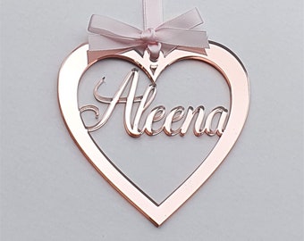 Personalized Acrylic Heart Ornament: Custom Laser Cut Name, Various Colors