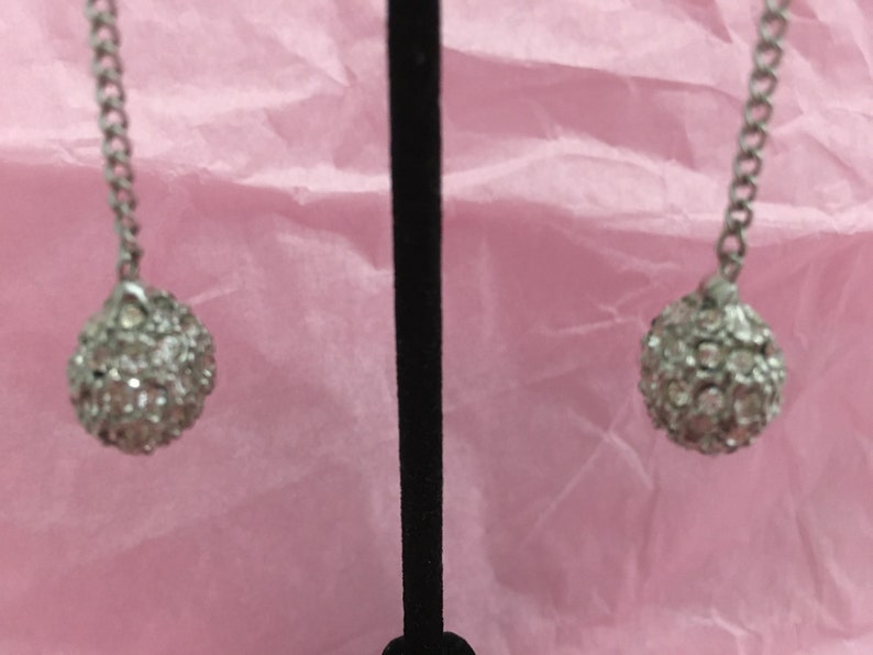 Sparkling Pave Crystal Ball Drop Vintage Earrings Clip on Style Vintage Wedding Jewelry Bridal Accessories Vintage Rhinestone Earrings