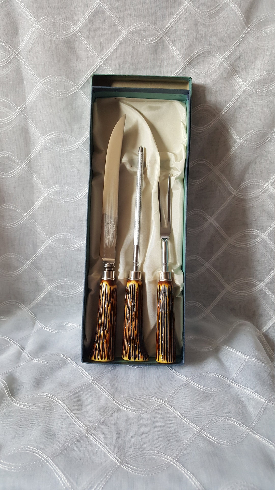 Vintage Carving Knife Set 3 Piece Sheffield Steel Blade Knife Etsy