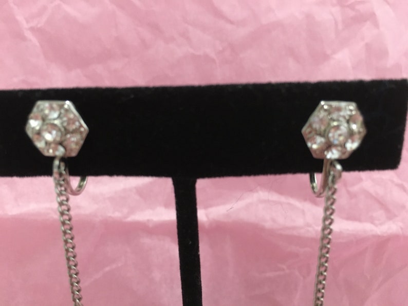 Sparkling Pave Crystal Ball Drop Vintage Earrings Clip on Style Vintage Wedding Jewelry Bridal Accessories Vintage Rhinestone Earrings