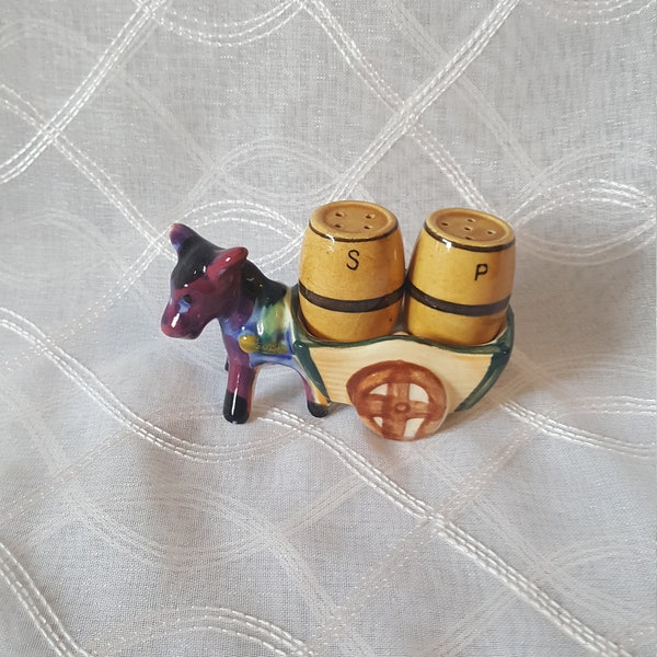 Vintage Donkey Cart Salt And Pepper Set Purple Donkey with White Cart and Barrels of Salt and Pepper  Vintage S & P, Vintage Kitchenware