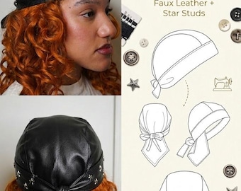 Moto Biker Cap Sewing Pattern, Studded Skull Cap PDF, Punk Rock Head Wrap