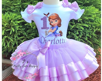 Sofia the First Birthday Tutu Outfit/ Sofia the 1st Tutu Set/ Sofia the First Birthday Shirt/ Princess Sofia Birthday Tutu Set