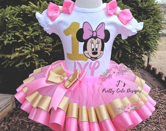 Minnie Mouse Birthday Tutu Set| Baby Girl 1st Birthday Outfit| Tutu Outfit For Toddler| Custom Tutu Outfits For Girls| Ribbon Tutu Outfit