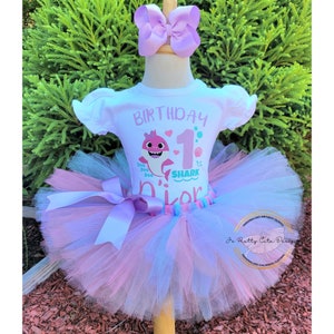 Baby Shark 1st Birthday Tutu Outfit| Shark Birthday Tutu Set| Birthday Girl Tutu Dress| Custom Tutu Outfit For Girls