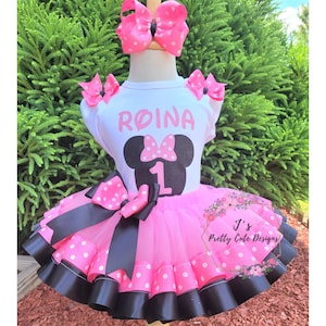 1st Birthday Minnie Tutu Outfit, Personalized Baby Tutu And Shirt, 1st,2nd,3rd Girl's Birthday Tutu Dress, Baby 1st Birthday Shirt