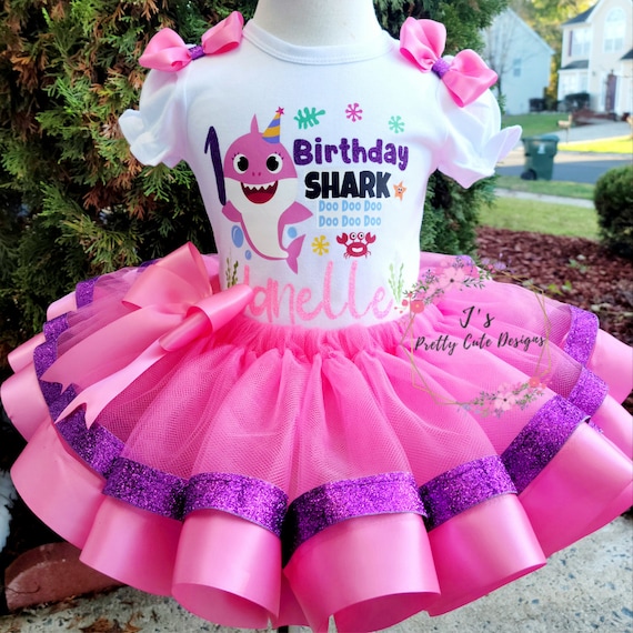 Baby Shark First Birthday Tutu Outfit Birthday Shark Tutu Set