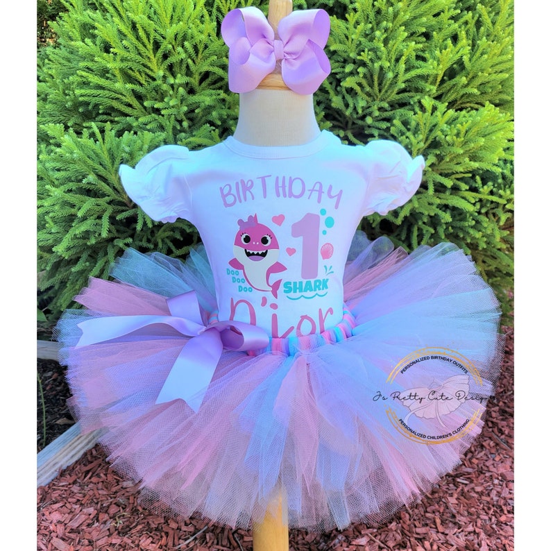 Baby Shark 1st Birthday Tutu Outfit Shark Birthday Tutu Set Etsy
