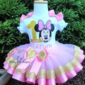 Minnie Mouse Birthday Tutu Set| Baby Girl 1st Birthday Outfit| Tutu Outfit For Toddler| Custom Tutu Outfits For Girls| Ribbon Tutu Outfit