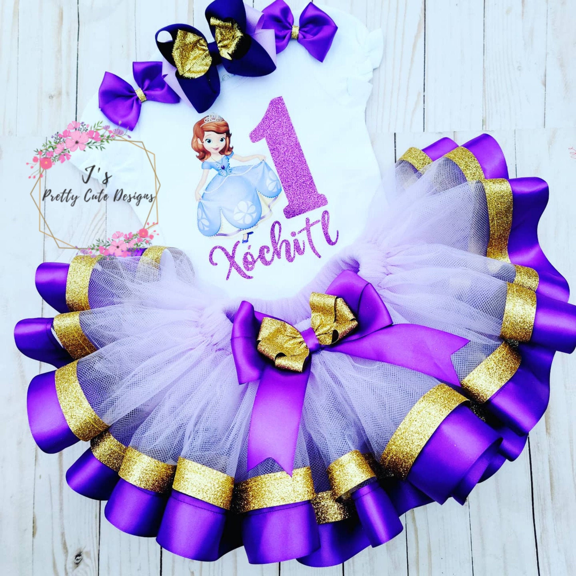 Sofia 1st Birthday Tutu Outfit Baby Girl Birthday Tutu Outfit Tutu