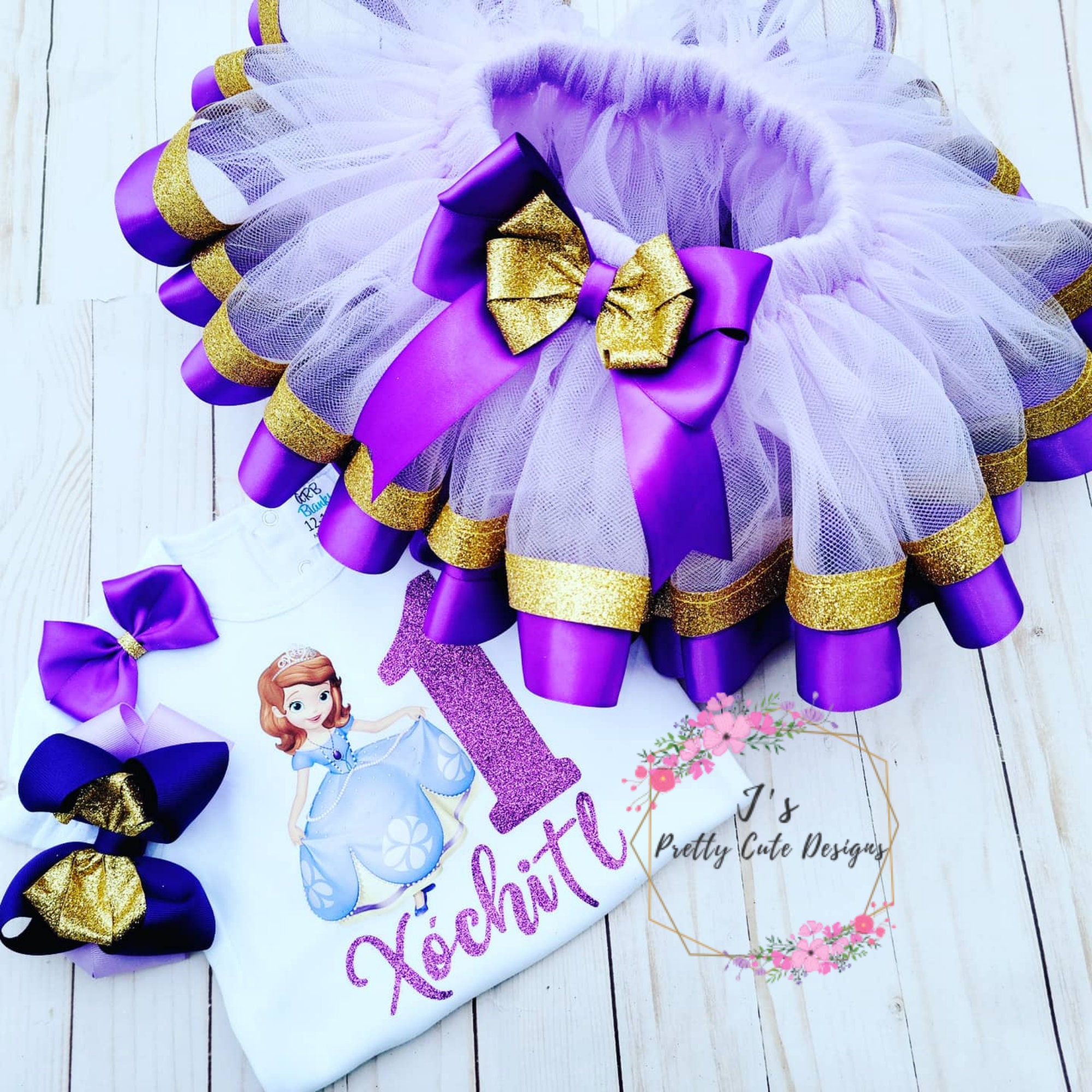 Sofia 1st Birthday Tutu Outfit Baby Girl Birthday Tutu Etsy
