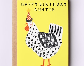 Chicken Auntie Birthday Card | Auntie Aunt Aunty Cards Bday Family Funny