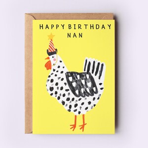 carte d'anniversaire de poulet Nan | Nan Nanny Nana Mamie Grand-mère Grand-mère Grand-parent Cartes de bébé Anniversaire Famille Drôle