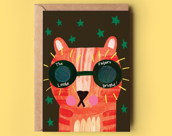 Bright Future Tiger Card | Greeting Card Friend Congrats Congratulations Well Done New Job Leaving