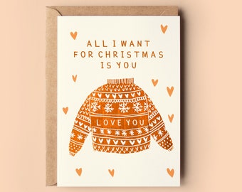 Christmas Jumper Love Card | Sweater Husband Wife Girlfriend Boyfriend Christmas Xmas Seasons