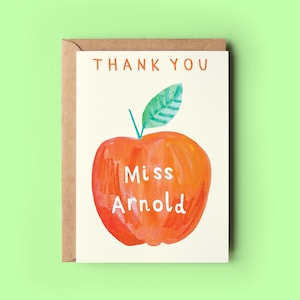 Biglietto di ringraziamento personalizzato per insegnanti / Nome dei diplomati degli assistenti insegnanti della scuola per bambini Apple Kids