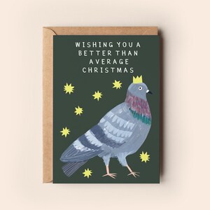 Carte de Noël Pigeon moyenne | Bizarre Humour Drôle Oiseaux Bah Humbug Noël Merry Seasons Carte de vœux