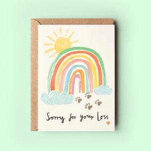 Rainbow Bridge Pet Loss Card Sorry For Your Loss With Sympathy Dog Cat Horse Rabbit RIP Memorial image 1