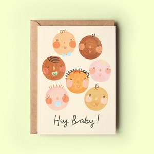 Hey Baby Card New Baby Congratulations Greeting Arrival Parents Twins Twin Babies Born Congrats image 1