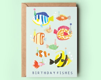 Birthday Fishes Birthday Card | Greeting Cards Bday Wishes Friend Pun Funny Humour Fish Ocean Party