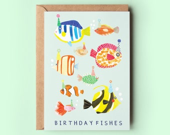 Birthday Fishes Birthday Card | Greeting Cards Bday Wishes Friend Pun Funny Humour Fish Ocean Party