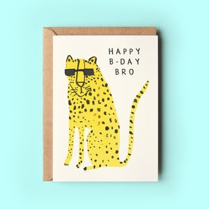 Brother Leopard Birthday Card Cool Guy Bro Happy Birthday Card Greeting Card Family Friend image 1