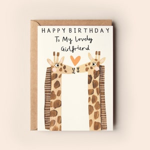 Geburtstagskarte Giraffe Freundin | Freundin Partner Liebe nette Karten | Geburtstagskarte Grüße