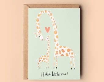 Hello Little One Giraffe Card | New Baby Congratulations Yay New Parents Bundle of Joy Baby Girl Boy