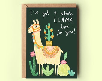 Llama Love Card | Just to Say Love You Valentine Friend Cute GF BF Wife Hubby Proud Of You Greeting