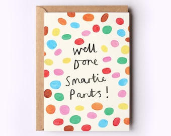 Well Done Smartie Pants Card | Congratulations Well Done Congrats New Job Exams Graduation Food Gift