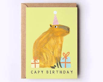 Capybara Birthday Card | Capybara Card Capy Animal Kids Birthday Funny Humour Birthday Greeting