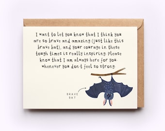 Brave Bat Card | Just to Say Well Done Love You Bestie Friend Cute Support Proud Of You Greeting