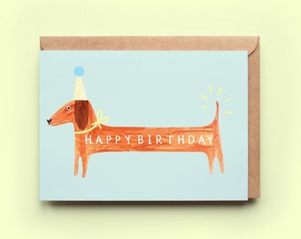 Sausage Dog Birthday Card | Birthday Card Funny Humour Greeting Card Dachshund Cute Friend