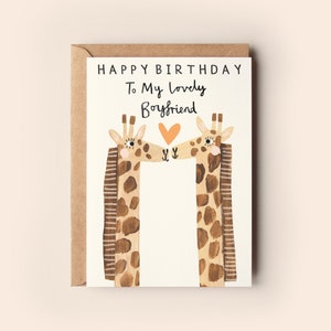 Giraffe Geburtstagskarte | Partner BF Andere halbe Liebe Niedliche Lustige Geburtstagskarte Gruß