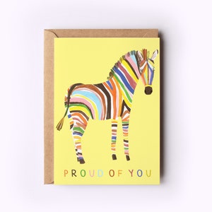 carte de voeux de fierté de zèbre | Fier de vous Toujours heureux, fierté, drapeau gay LGBTQIA, ami, meilleure amie, bravo, salutation