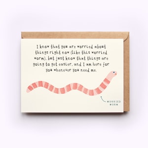 Worried Worm Card | Greetings Thinking Of You Just To Say Good Luck Worry Strength Courage Friend