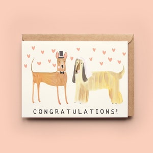 Dog Wedding Congratulations Card Greeting Card Love Congrats Engagement Wedding Partner Marriage image 1
