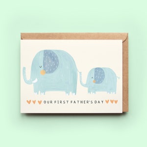 Tarjeta de elefante para el primer día del padre / Papá, papá, papá, papá, papá, papá, tarjetas para el día del padre, padres y bebés
