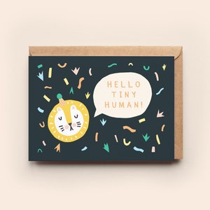 Hola pequeña tarjeta de bebé humano / nuevo bebé niña niño felicitaciones mamá por ser padres fiesta baby shower