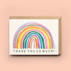 Rainbow Thankyou Card Thanks Greeting Card Appreciation Love Family Friend Teacher Leaving New Job image 1