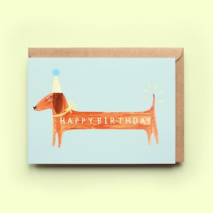 Tarjeta de cumpleaños del perro salchicha / tarjeta de cumpleaños humor divertido tarjeta de felicitación Dachshund lindo amigo