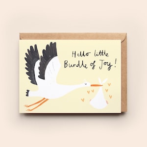 Nueva tarjeta de cigüeña para bebé / Nuevas felicitaciones para bebés Mamá Papá Nuevos padres Paquete de tarjetas Joy Baby Girl Boy