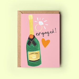 Biglietto di champagne per fidanzati/anello di fidanzamento, matrimonio, matrimonio, coppia felice, regalo carino, amico d'amore