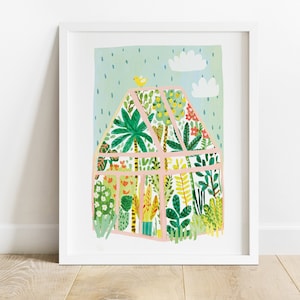 Greenhouse Jungle Print | Poster Wall Art Garden Sunshine Birds Nursery Kids Room